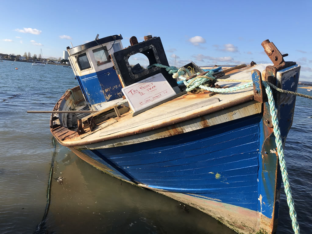 Example of Unsuccessful Boat Giveaway Scrap a Boat - Wooden Boat Left to decay